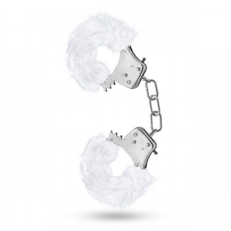 Белые игровые наручники Plush Fur Cuffs