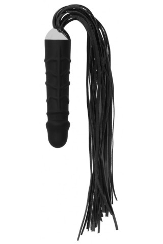 Черная плеть с рукоятью-фаллосом Whip with Realistic Silicone Dildo - 45,5 см.