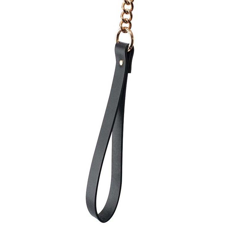 Черный ошейник PREMIUM COLLAR LEASH SET с золотистым поводком