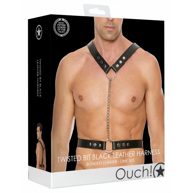 Черная мужская портупея Twisted Bit Black Leather Harness Черная мужская портупея Twisted Bit Black Leather Harness