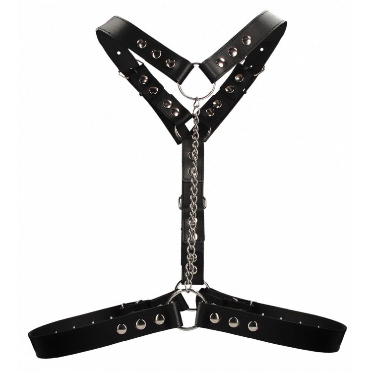 Черная мужская портупея Twisted Bit Black Leather Harness