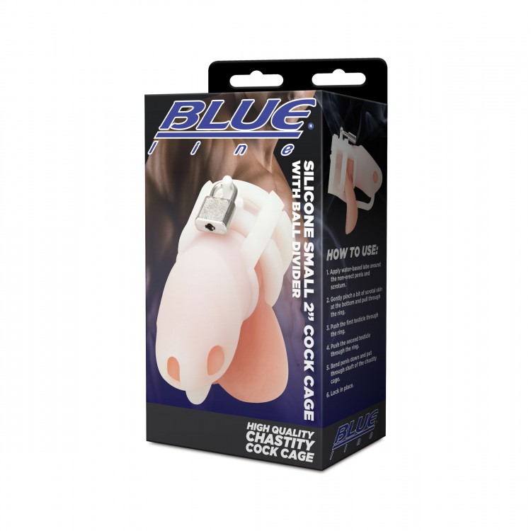 Белая клетка для пениса Silicone Small 2 in Cock Cage With Ball Divider