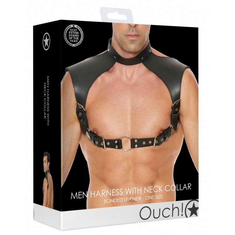 Черная мужская портупея Men Harness With Neck Collar