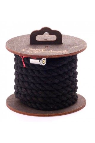 Черная хлопковая веревка для бондажа на катушке - 3 м.