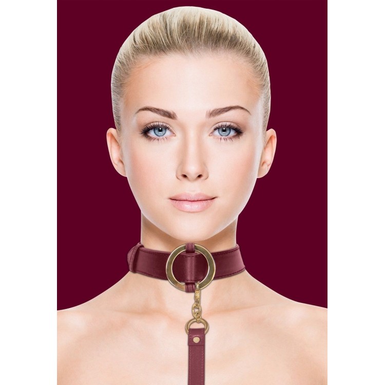 Бордовый ошейник с поводком Collar With Leash