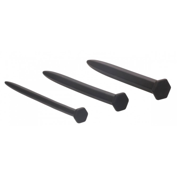 Набор из 3 гладких стимуляторов уретры Silicone Rugged Nail Plug Set