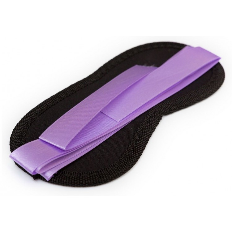 Чёрная маска на глаза Purple&Black с фиолетовыми завязками