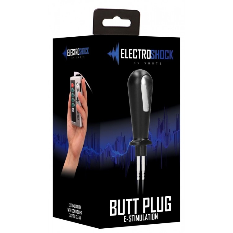 Черный электростимулятор с проводящей насадкой E-Stim Butt Plug - 8 см.