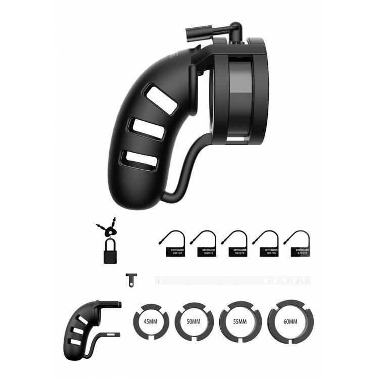 Черный мужской пояс верности Silicone Cage Ballsplitter Model 19 Chastity 4.5"
