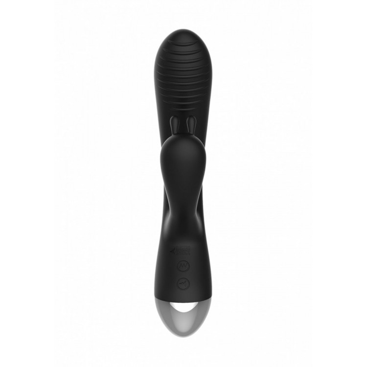 Чёрный вибратор E-Stimulation Rabbit Vibrator с электростимуляцией - 19 см.