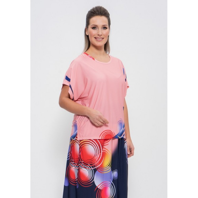 Вискозный женский комплект с юбкой 1101 blue/peach, Cleo