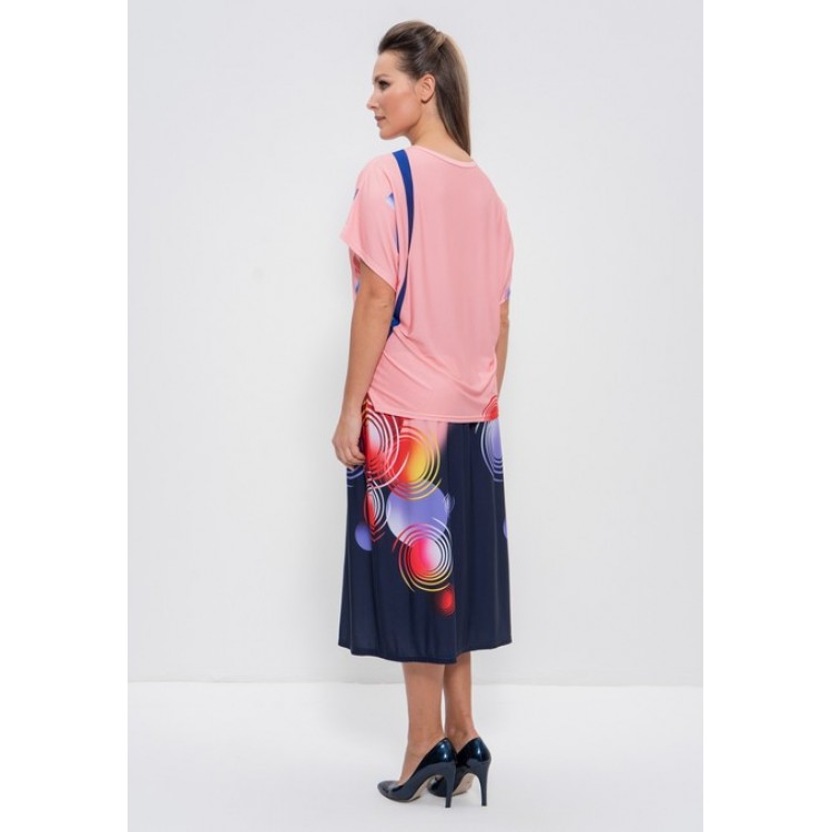 Вискозный женский комплект с юбкой 1101 blue/peach, Cleo