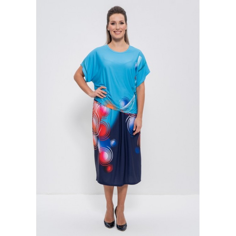 Вискозный женский комплект с юбкой 1101 blue/azure krugi, Cleo