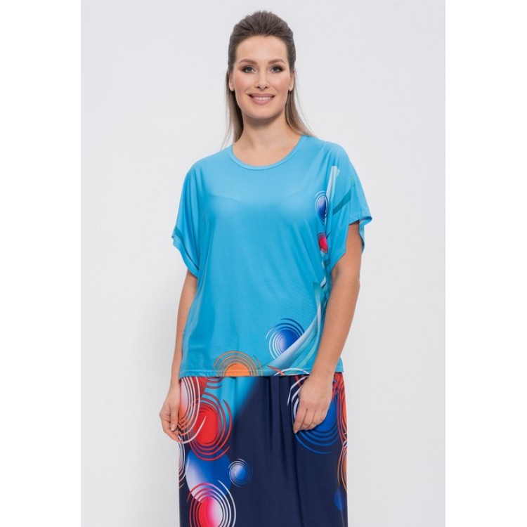 Вискозный женский комплект с юбкой 1101 blue/azure krugi, Cleo