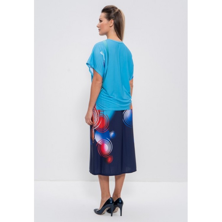 Вискозный женский комплект с юбкой 1101 blue/azure krugi, Cleo