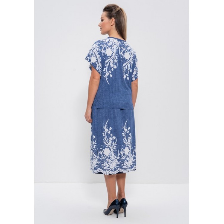 Вискозный женский комплект с юбкой 1101 jeans vetki, Cleo