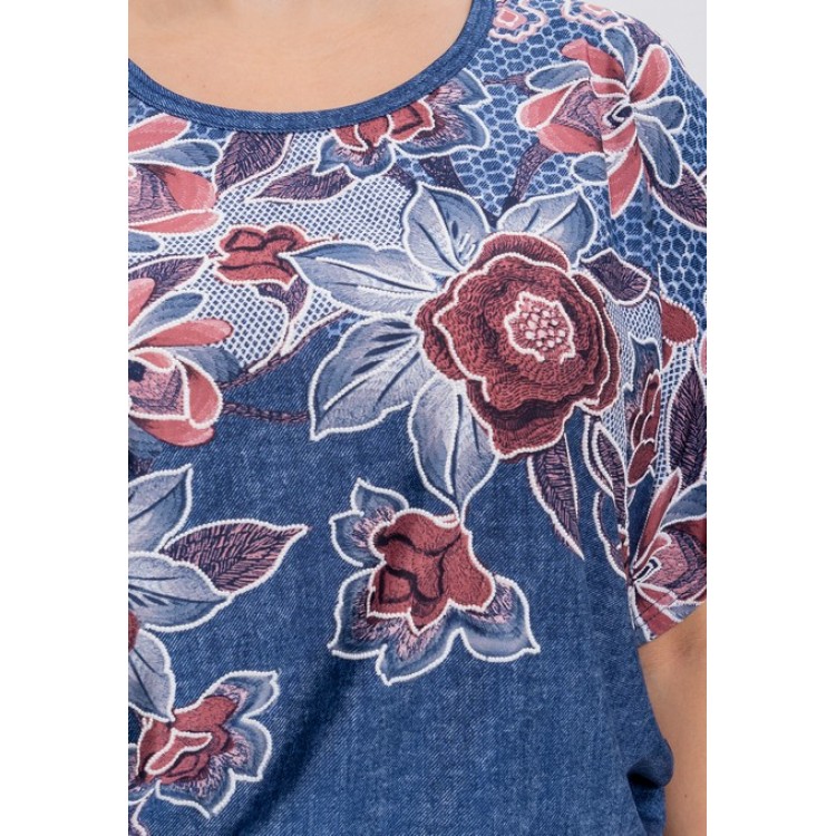 Вискозный женский комплект с юбкой 1101 tea rosa/jeans, Cleo