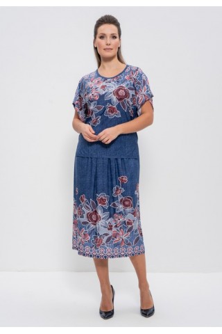 Комплект с юбкой 1101 tea rosa/jeans, Cleo