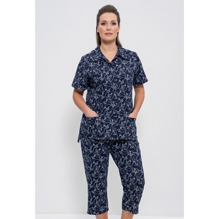 Комплект женский домашний с бриджами 1102 dark blue, Cleo