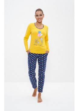 Пижама с брюками 1159 желтый/розовый горох, Cleo
