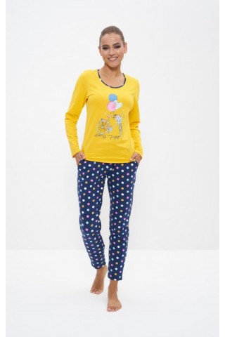 Пижама с брюками 1159 желтый/розовый горох, Cleo