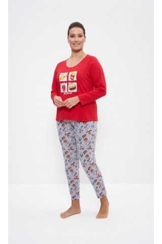 Пижама с брюками 1159 серый/красный, Cleo