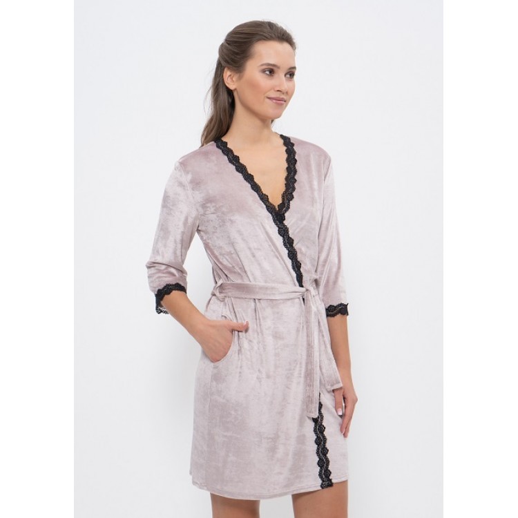 Женский велюровый халат 1209-beige, Cleo