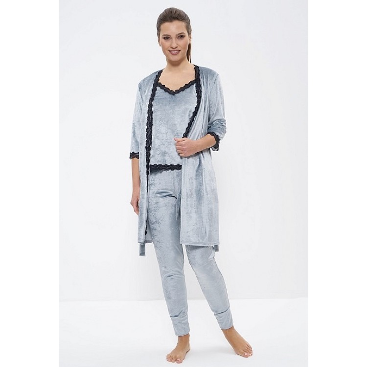Женский велюровый халат 1209-gray, Cleo