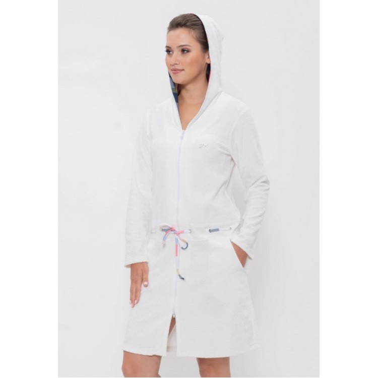 Женский велюровый халат 1242-white, Cleo