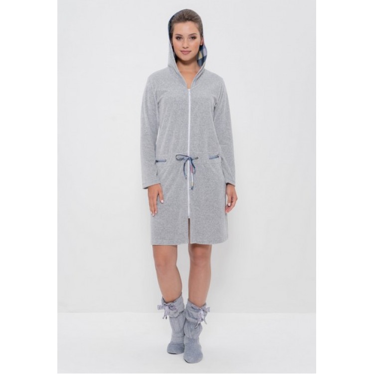 Женский велюровый халат 1242-gray, Cleo