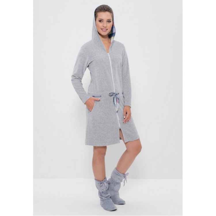 Женский велюровый халат 1242-gray, Cleo