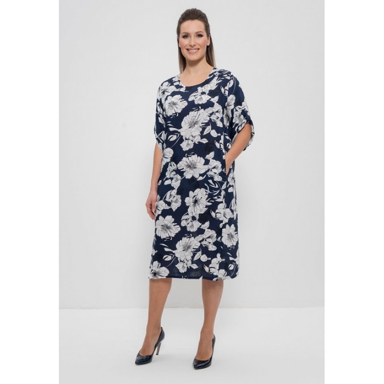 Платье женское штапельное 1256 blue, Cleo Платье женское штапельное 1256 blue, Cleo
