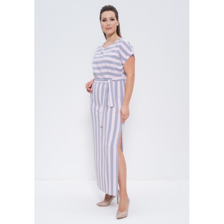 Платье женское длинное летнее 1259-1 pink/grey, Cleo