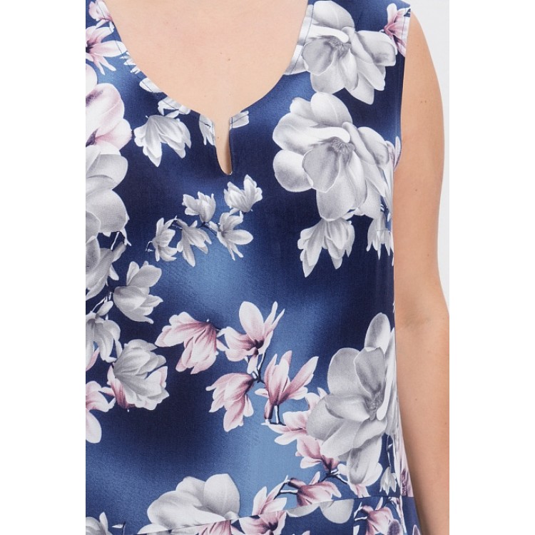 Платье женское длинное штапель 1261 blue/pink, Cleo