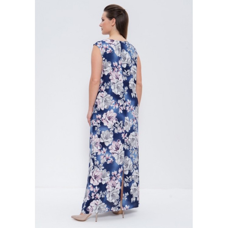 Платье женское длинное штапель 1261 blue/pink, Cleo