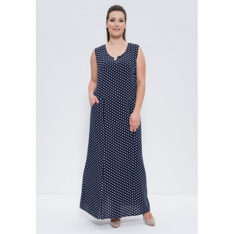 Платье женское длинное штапель 1261 blue/goroh, Cleo