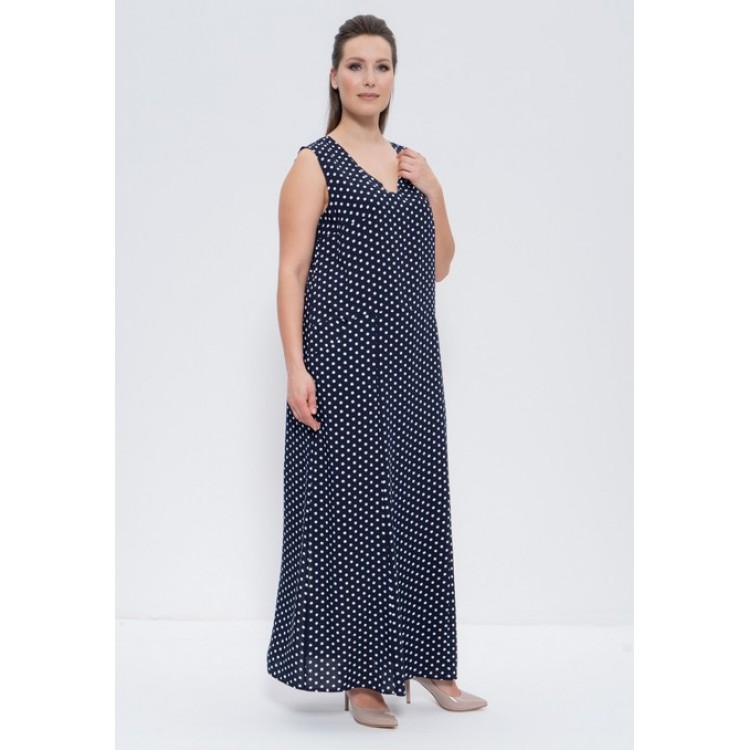 Платье женское длинное штапель 1261 blue/goroh, Cleo