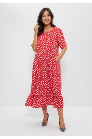 Платье женское летнее штапель 1403 красный, Cleo