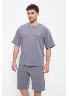 Комплект мужской футболка с шортами 1500 серый, Cleo