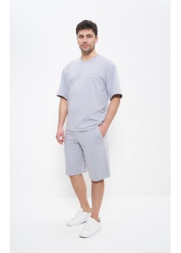 Комплект мужской футболка с шортами 1500 серый меланж, Cleo