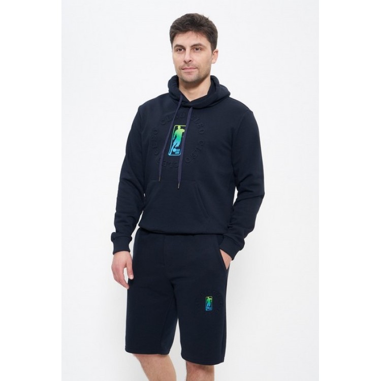 Костюм мужской худи с шортами 1507 синий, Cleo