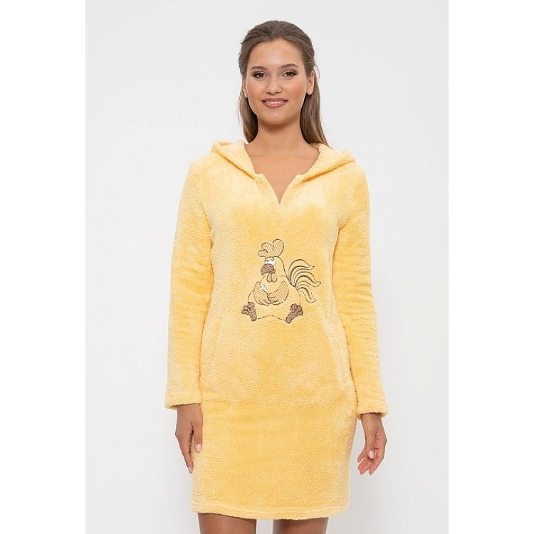 Теплое домашнее платье для дома 232-yellow, Cleo