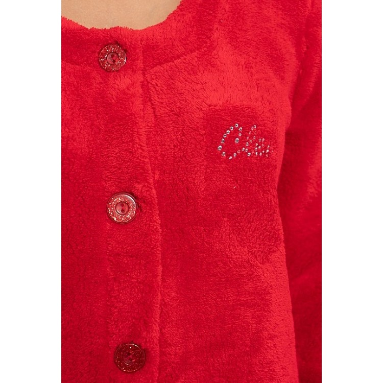 Плюшевый  красный халат из велсофта 257-red, Cleo