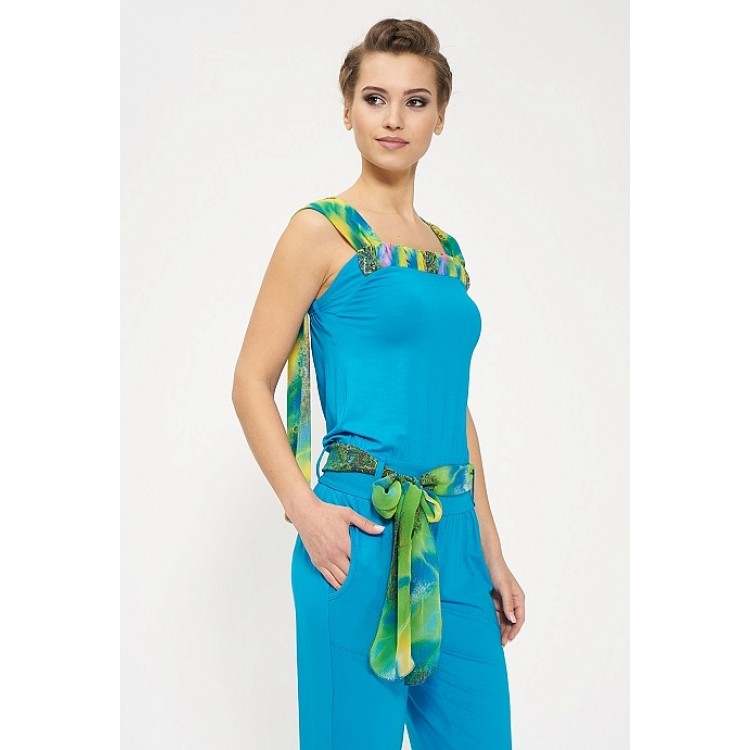 Летний женский комбинезон с брюками 275-turquoise, Cleo