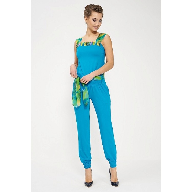 Летний женский комбинезон с брюками 275-turquoise, Cleo