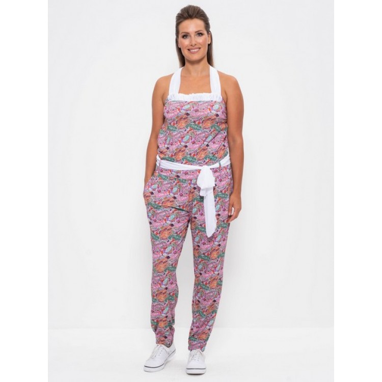 Летний женский комбинезон с брюками 275-white/raspberry, Cleo