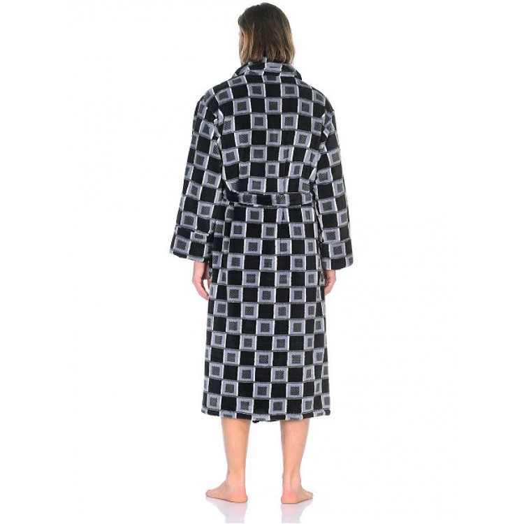 Теплый мужской халат 285-black/gray, Cleo