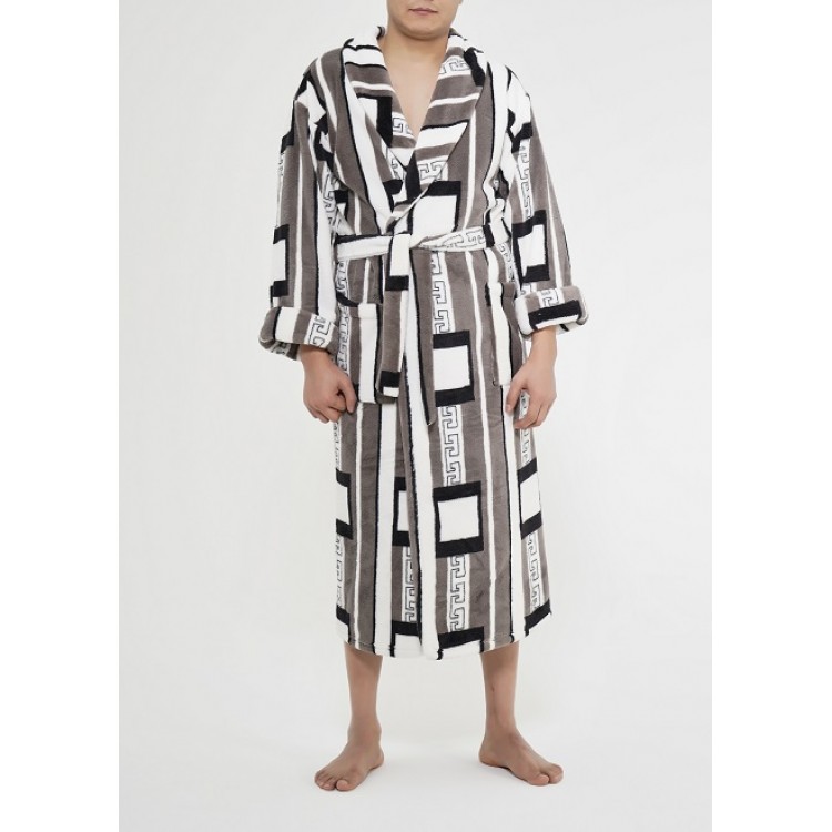 Теплый мужской халат 285-gray/white, Cleo