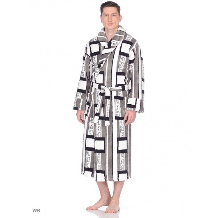 Теплый мужской халат 285-gray/white, Cleo