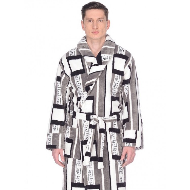 Теплый мужской халат 285-gray/white, Cleo